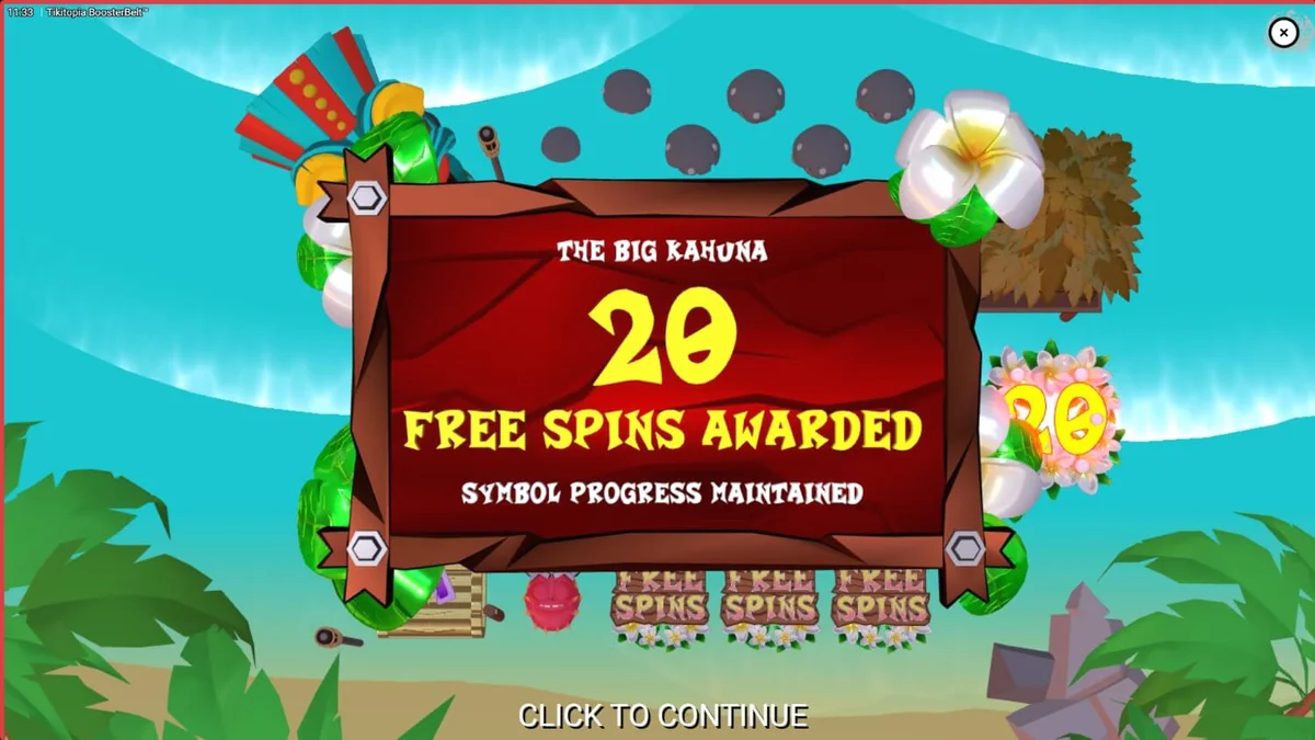 Interface vibrante e temática tropical do slot Tikitopia BoosterBelt™