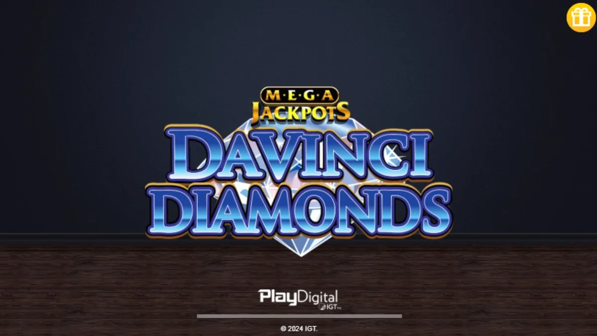 Interface visual e símbolos temáticos de arte renascentista no slot Mega Jackpot DaVinci Diamonds